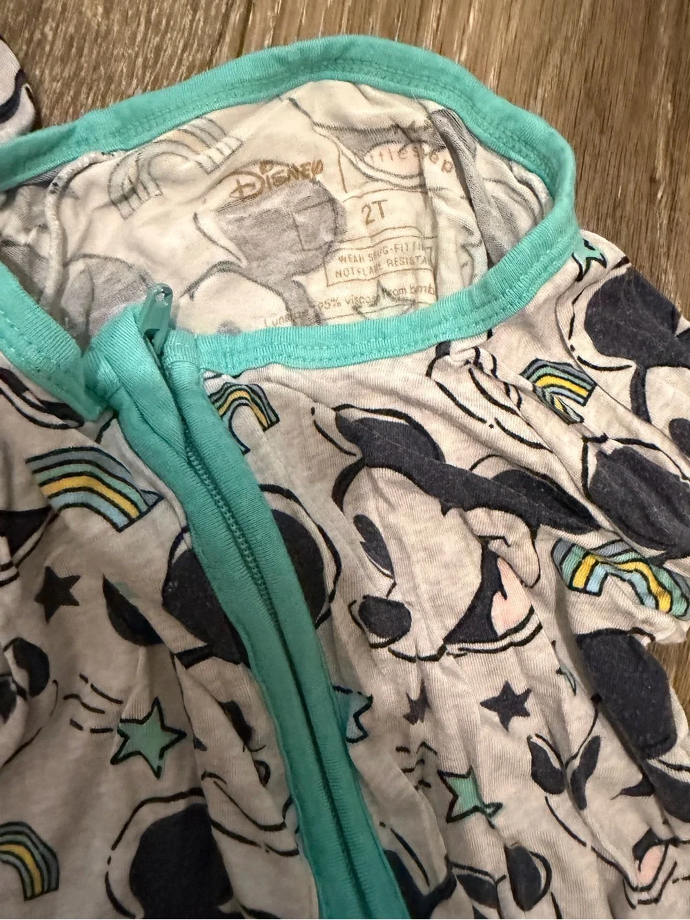 Little Sleepies Gray Mickey Mouse Zippies 2T